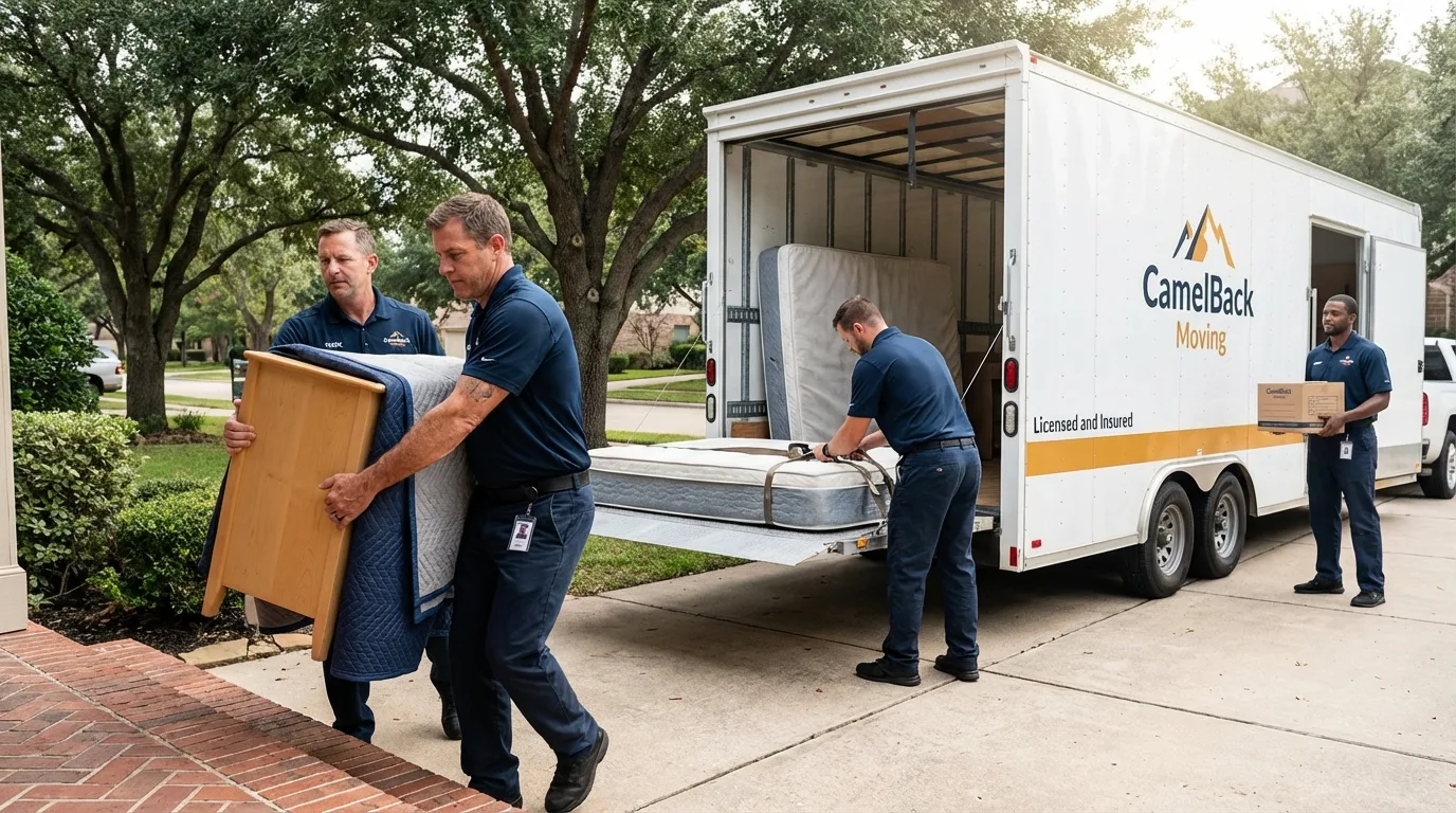 Crew loading residential truck for cross-state move from Utica, OH